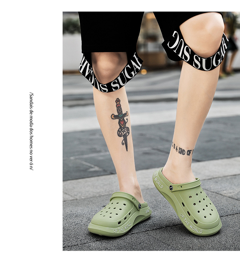 Loch Schuhe Herren Sommer Neue Dicke Sohlen Oberbekleidung Baotou Hausschuhe Rutschfeste Herren Sandalen Strandschuhe Sandale_voghion.com