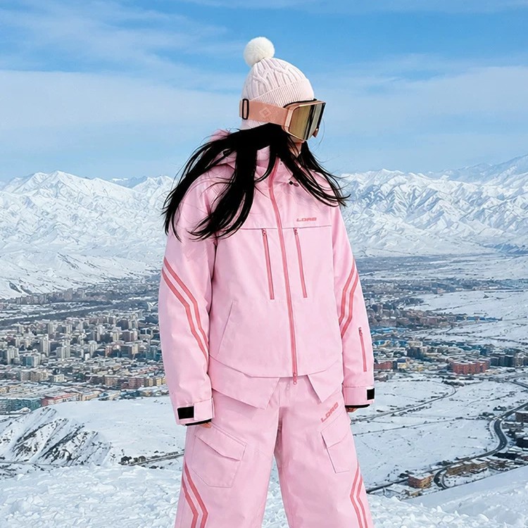 Ldab Pink Ski Suit Set for Women 2026 Autumn and Winter New Style, Beautiful, Windproof, Waterproof, Cold-Proof, Super Stylish Ski Outfit