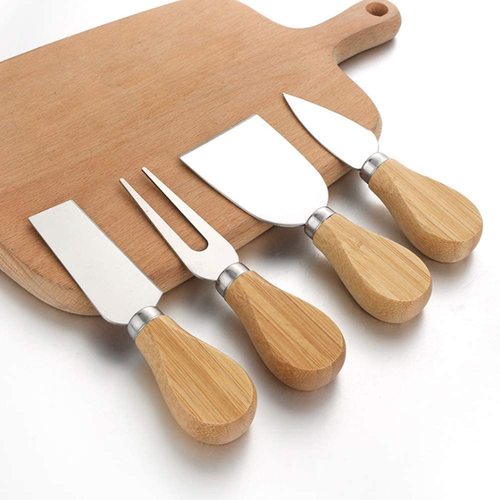 Amazon Stainless Steel Cheese Knife Set Wooden Handle Cheesecake Fork Cutter Butter Knife Mini Baking Tool