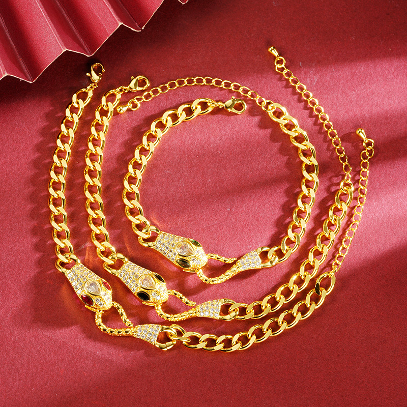 Brazalete de oro de arena de Vietnam cabeza de serpiente micro-incrustado retro zodiaco Yiwu acessorios chapados en oro fábrica directa joyas al por mayor