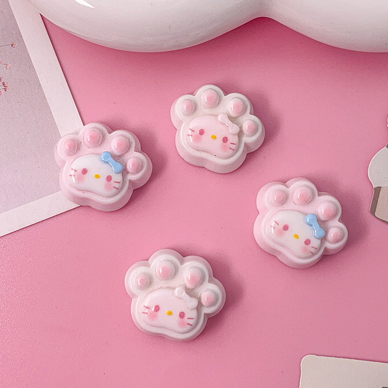 Brillante gato garra DIY accesorios de resina adyacentes de goma crema caja de teléfono móvil pinzas de pelo manuales adyacentes de cabello nevera botones de zapatos