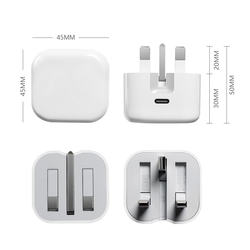 Carga rápida del nuevo cargador PD de 20W adecuado para el adaptador al por mayor del fabricante del enchufe británico del triángulo del teléfono móvil Pingguo