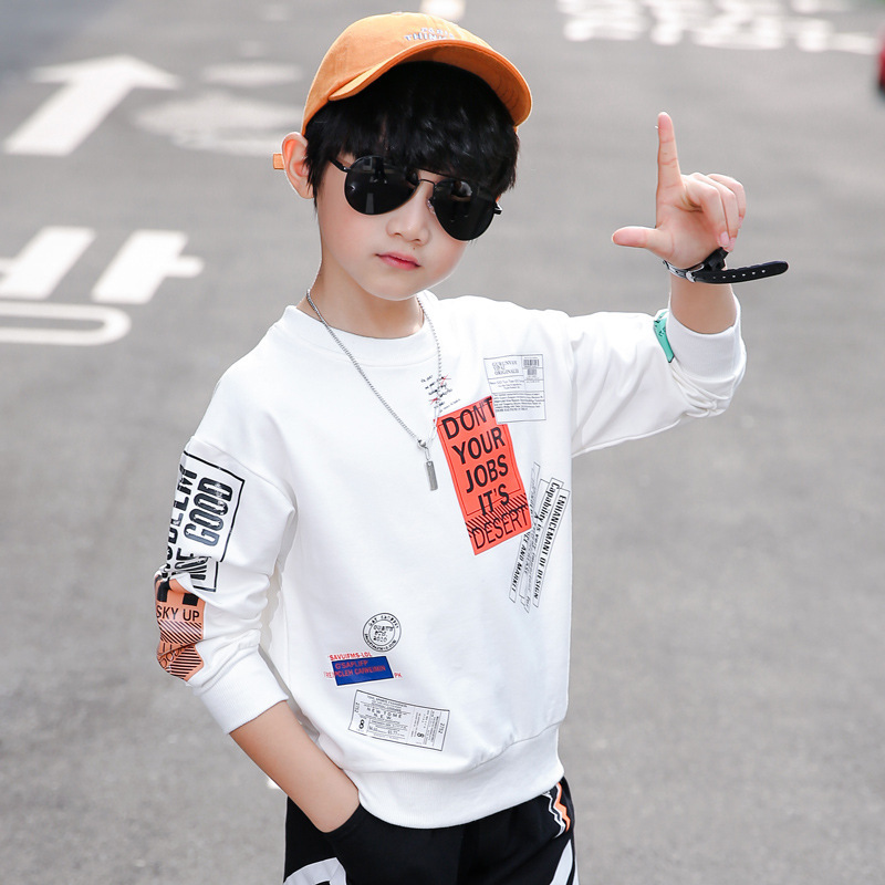 Boys' sweater spring and autumn 2022 new children's bottoming shirt medium and big children's long sleeve loose T-shirt cotton autumn top