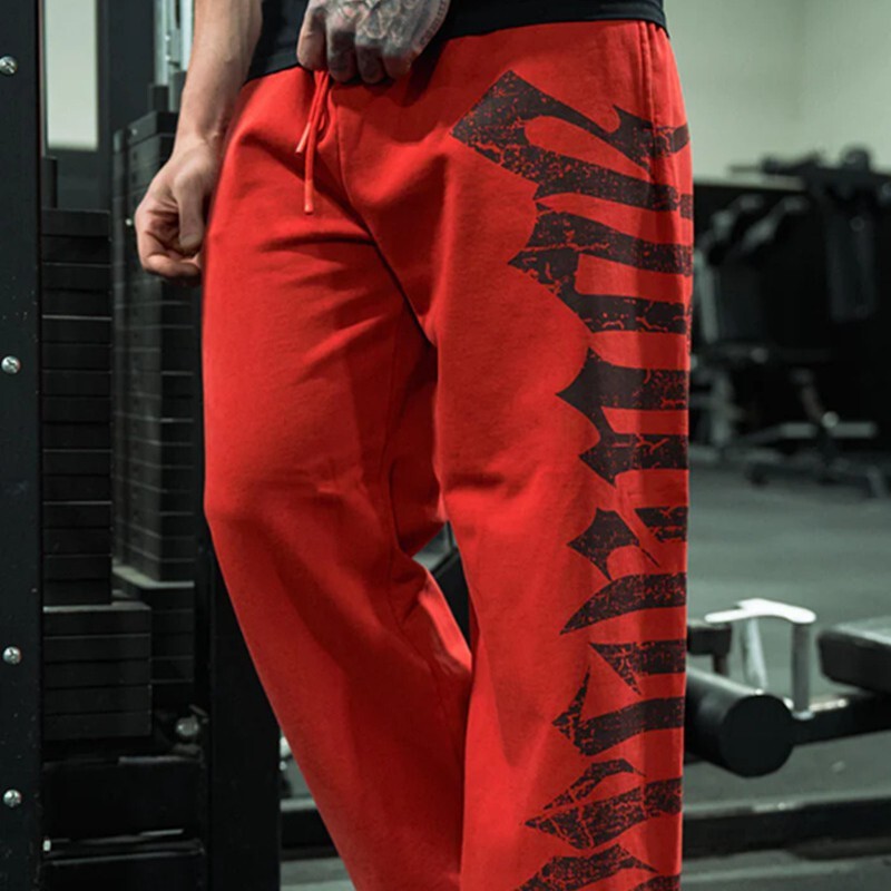 YOUNG large print wide-leg sweatpants for men, suitable for sports, fitness, jogging, straight cut, plus size, fashionable casual pants