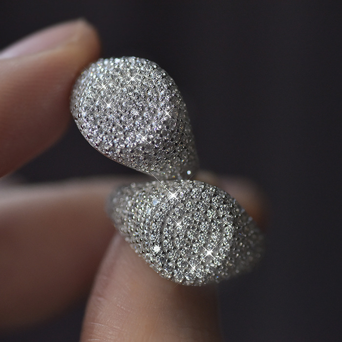 10g Weight Zircon Inlay Material Rings Classification 1 Piece Quantity Holiday, Tea Party Occasion 925 Sterling Silver Material Solid Color Pattern Women'S Gender Plating, Inlay Design Glam Style 925 Sterling Silver Zircon Solid Color Rings 2
