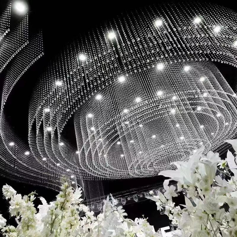 Wedding Hall Wedding Props Iron Art Ceiling Ring Arch Stage Modeling Crystal Bead Curtain Pineapple Beads Positioning Shelf