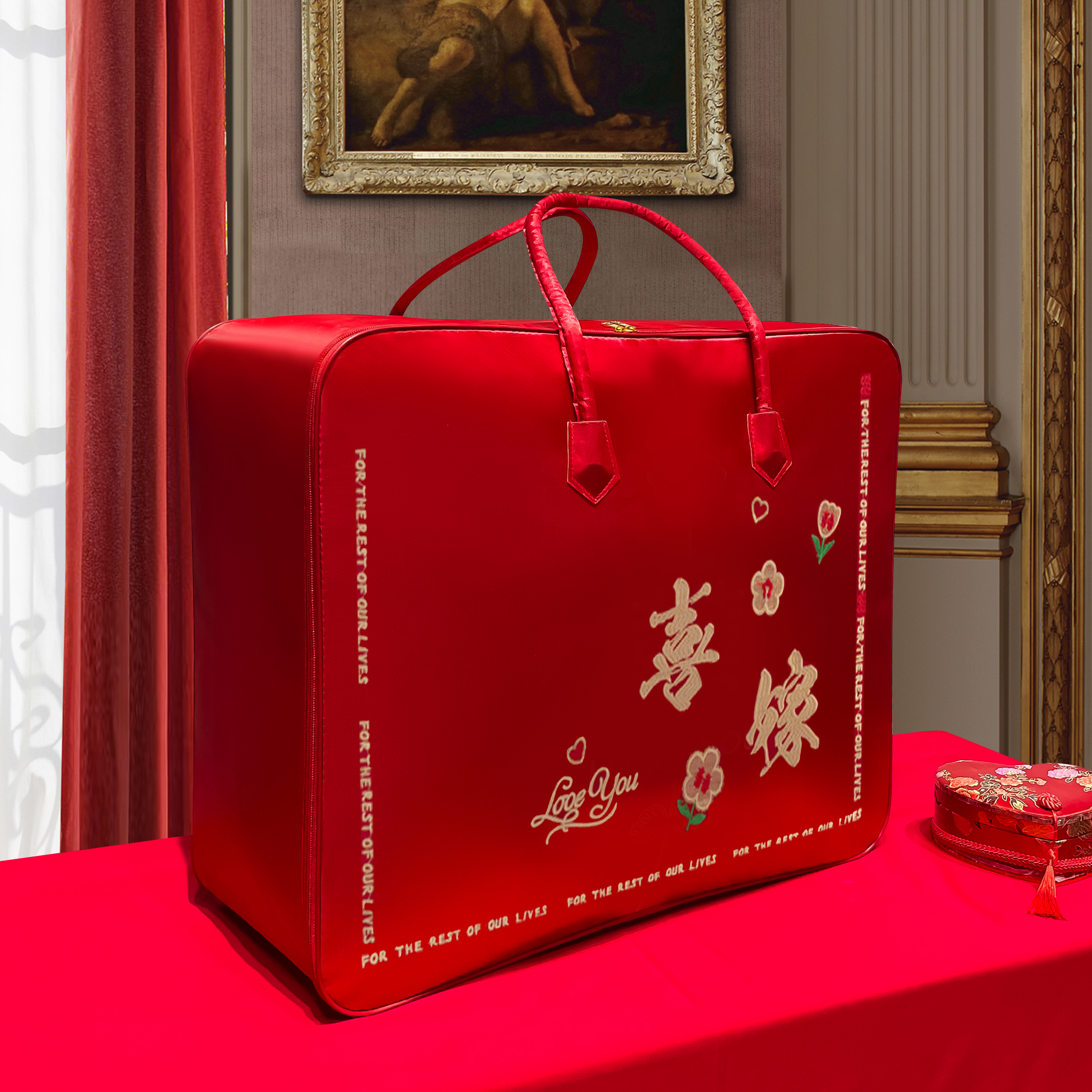 해피 웨딩 [10개 구매시 리본 5롤 증정] [고급 새틴 핸드 자수 스타일]