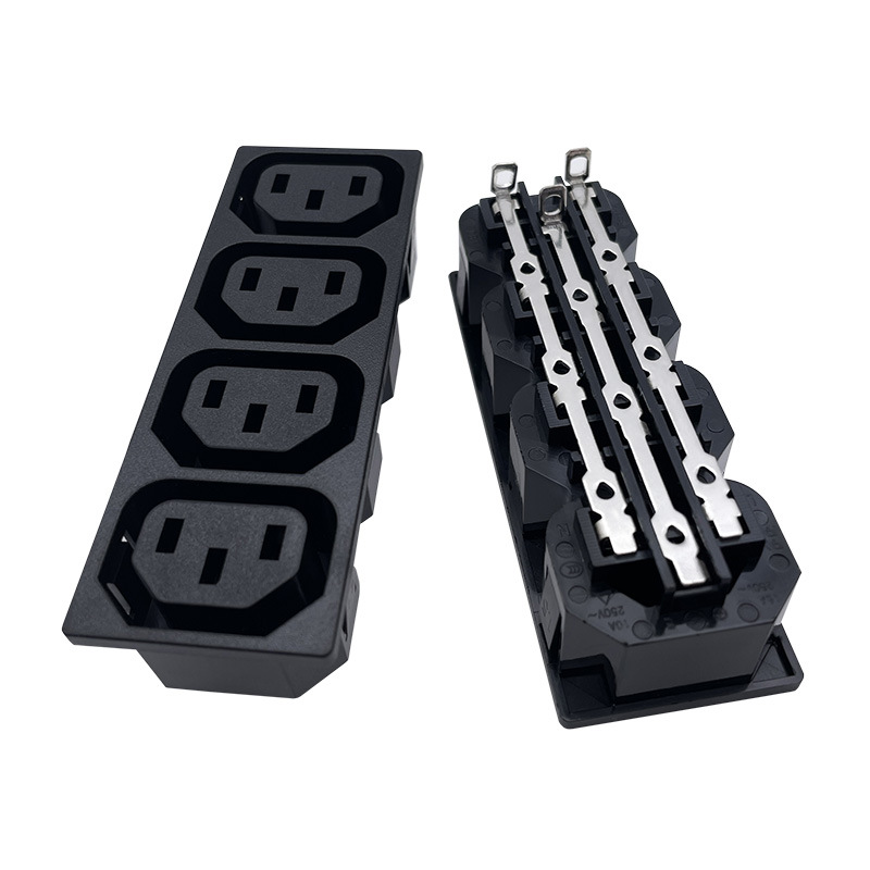 厂家供应AC电源插座DB-F-2 品字型插座 全铜 卡式四连母座 工业用