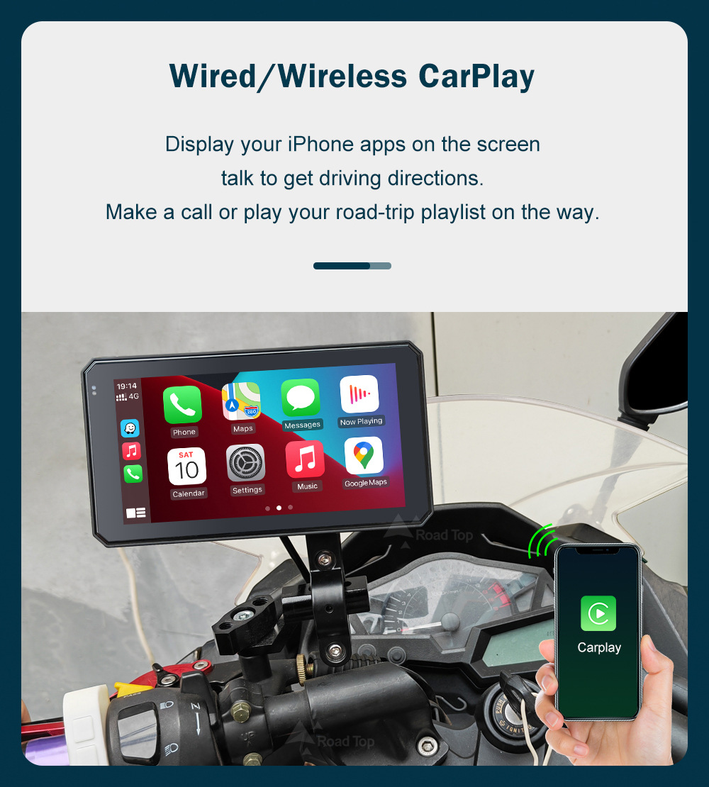 Road Top Road Top 5.98inch Waterproof Portable GPS Navigation Motorcycle CarPlay Display
