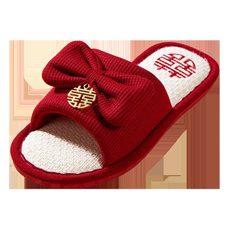 Wedding slippers couple festive red pair indoor summer home bathroom bath non-slip slippers for women