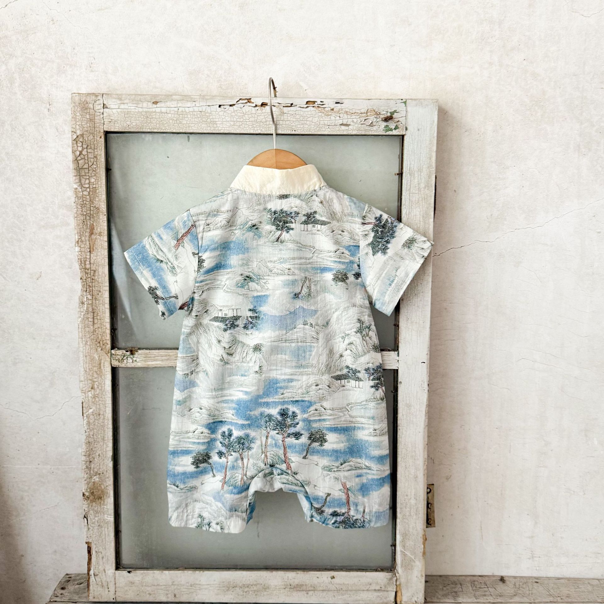 Ins China Feng Shui tinta pintura abierto ropa de escalada de bebés algodón blando ropa de aniversario