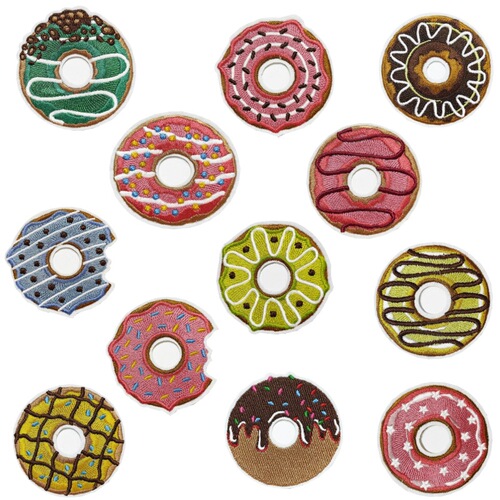 Wholesale delicious donut cloth stickers, colorful round luggage decoration, clothing hole repair subsidies, cross-border creative food and toys