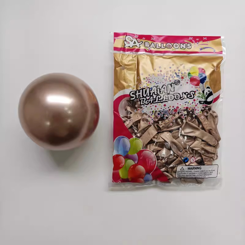 Shuai'an globo de metal de 5 pulgadas engrosado cromo látex decoración de la boda globo de metal 100 piezas