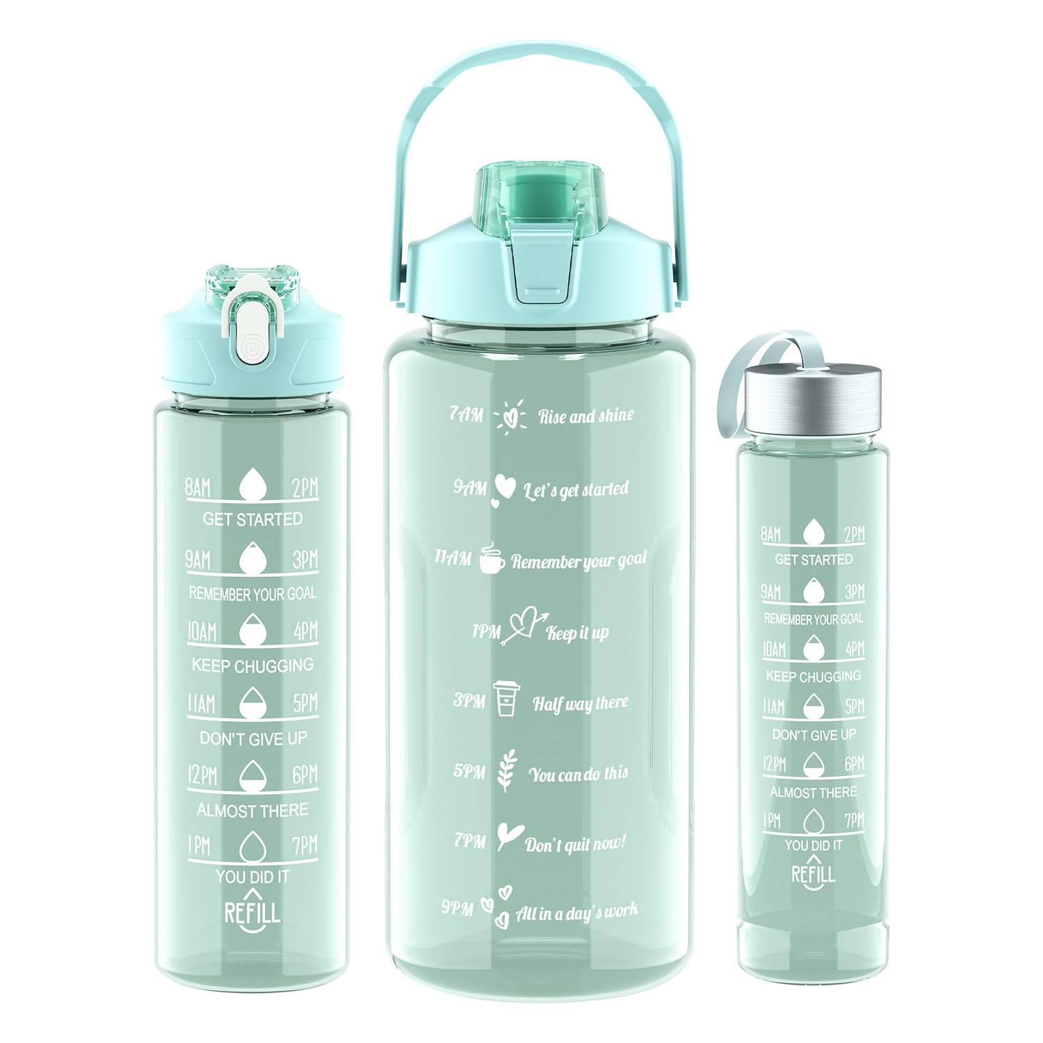 Taza de agua de gran capacidad Taza de paja unisex Botella de agua para exteriores Botella de agua deportiva Taza de plástico resistente a altas temperaturas Juego de tres piezas