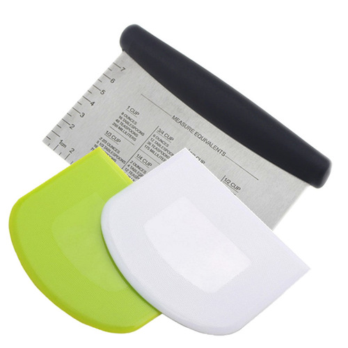 Stainless steel flour cutting dough cutting plastic scraper PE soft scraper cake cream baking equipment cross-border