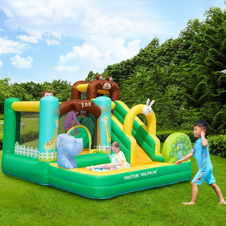 Doctor Dolphin Niños Castillo inflable Interior Pequeño castillo inflable Paraíso Castillo doméstico Cama de salto Combinación de tobogán Castillo