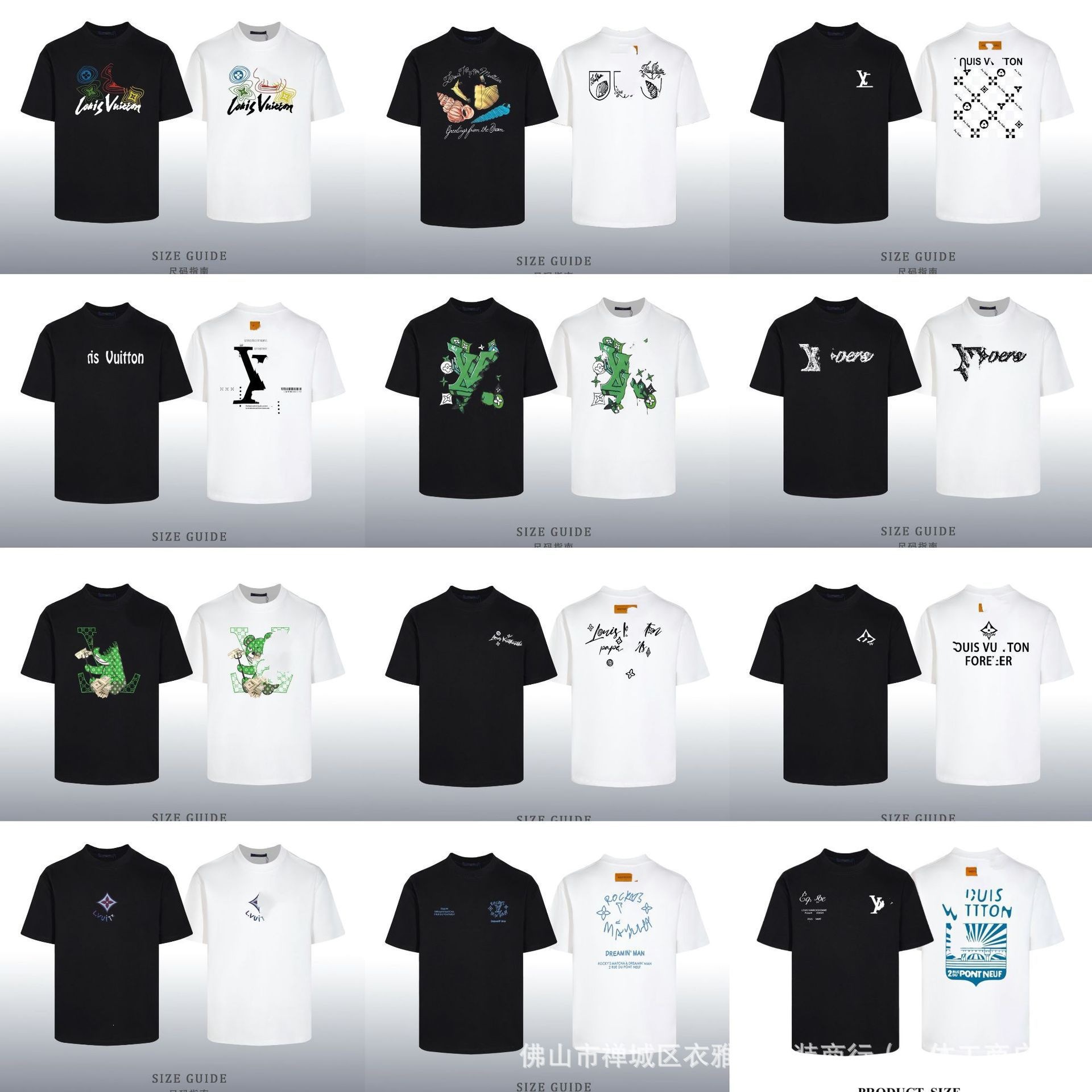 LV Loqo Printli Uniseks Pambıq T-Shirt