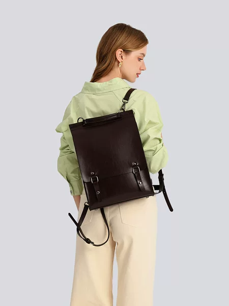 2026 New Genuine Leather Backpack for Women, British College Style School Bag, College Student Vintage Simple Cowhide Laptop Backpack