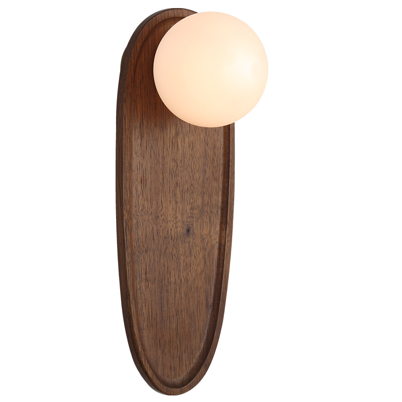 Lámpara de pared de madera sólida de espectro completo para proteger los ojos de estilo antiguo retro de alto nivel corredor de color nuez dormitorio lámpara de cabezal de cama L138