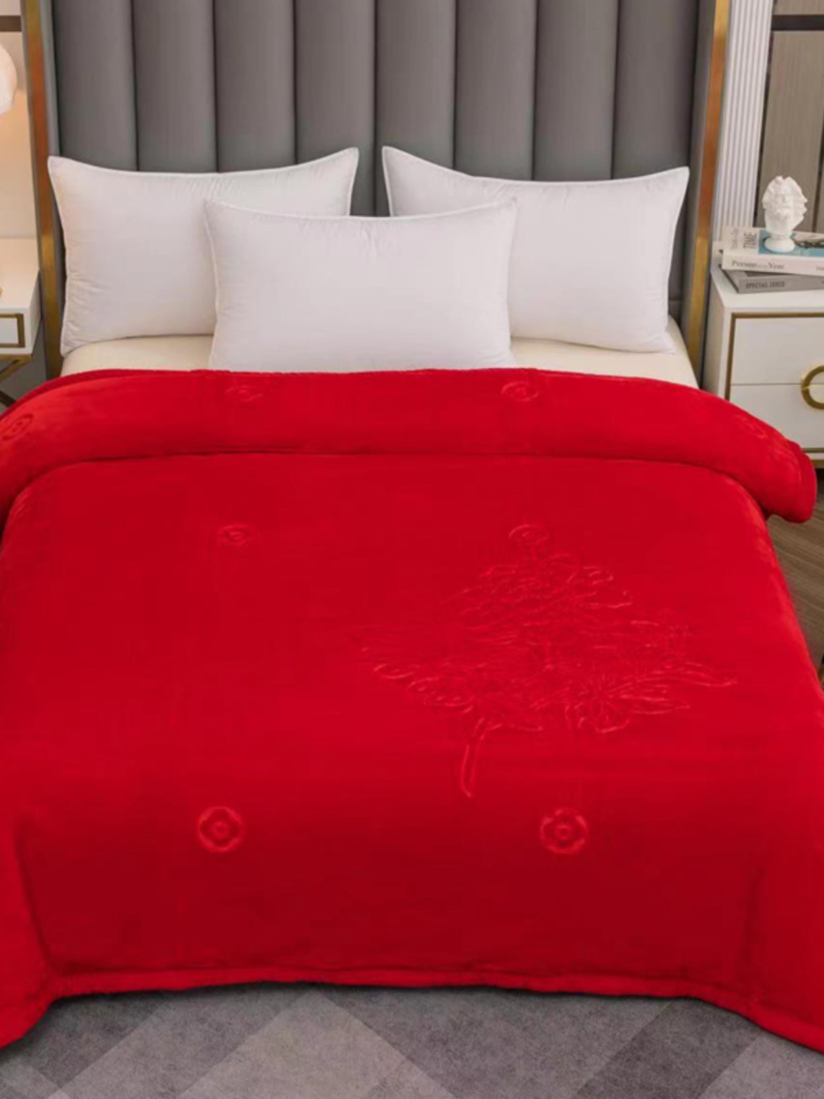 해피 웨딩 담요 빅 레드 웨딩 칭윈 담요 봄과 가을 더블 담요 선물 담요 레드 퀼트