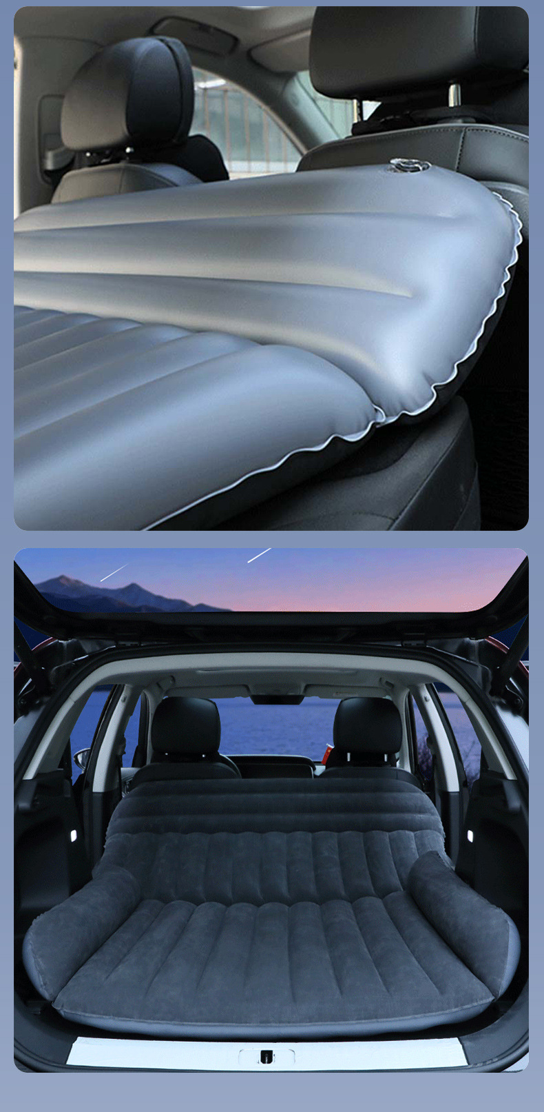 Multi-vehicle SUV inflatable mattress, car rear seat sleeping pad, for self-driving trips, trunk storage, and providing cushioning for naps