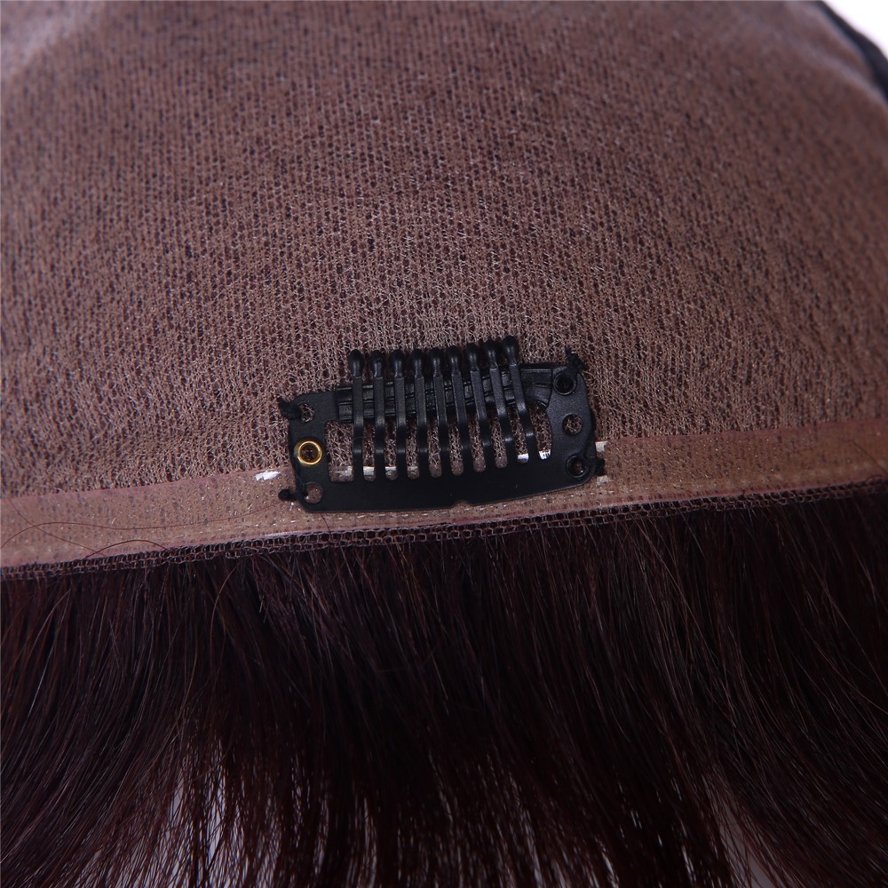 Cabello verdadero peluca de mediana edad mujer cabello corto madre cabeza fluida natural cabello de seda peluca LW0419