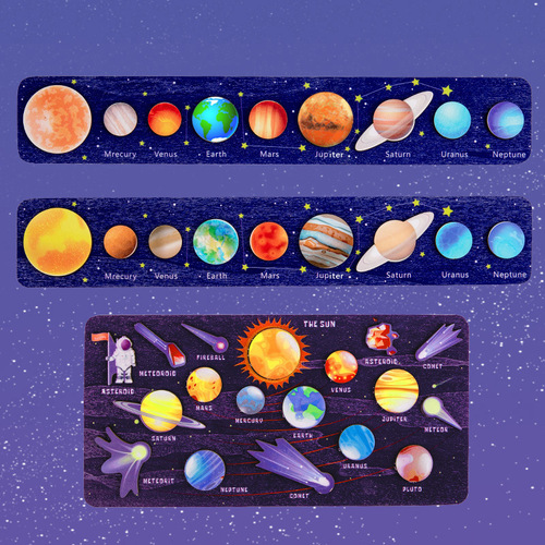 Eight Planets Puzzle Matching Panel Children's Enlightenment Early Education Science Astronomy Wooden Toy Wholesale