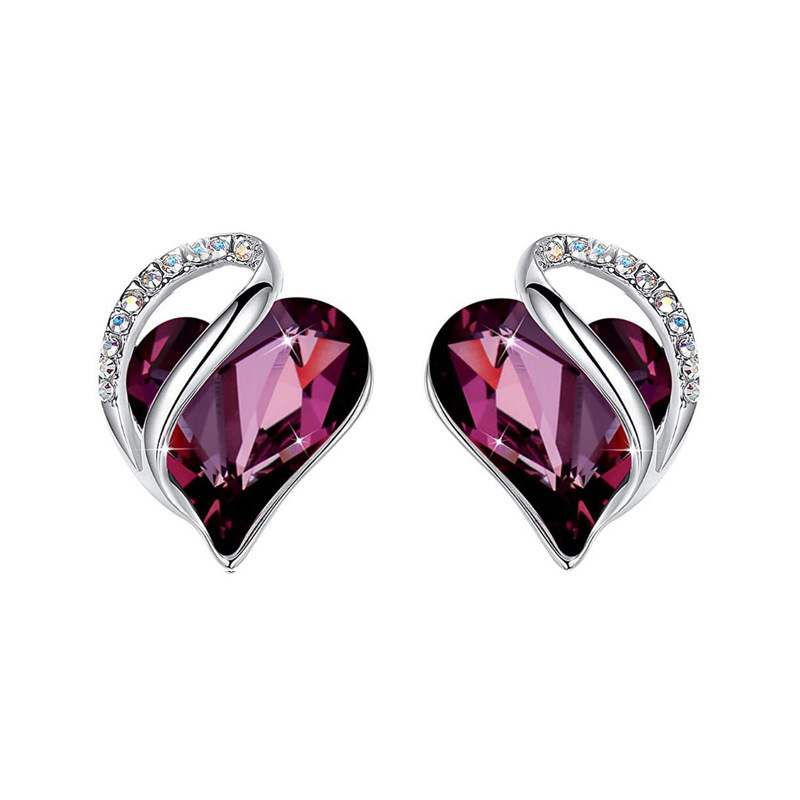 Simple Style Heart Shape Alloy Heart Plating Artificial Gemstones Womenu0027S Ear Studs