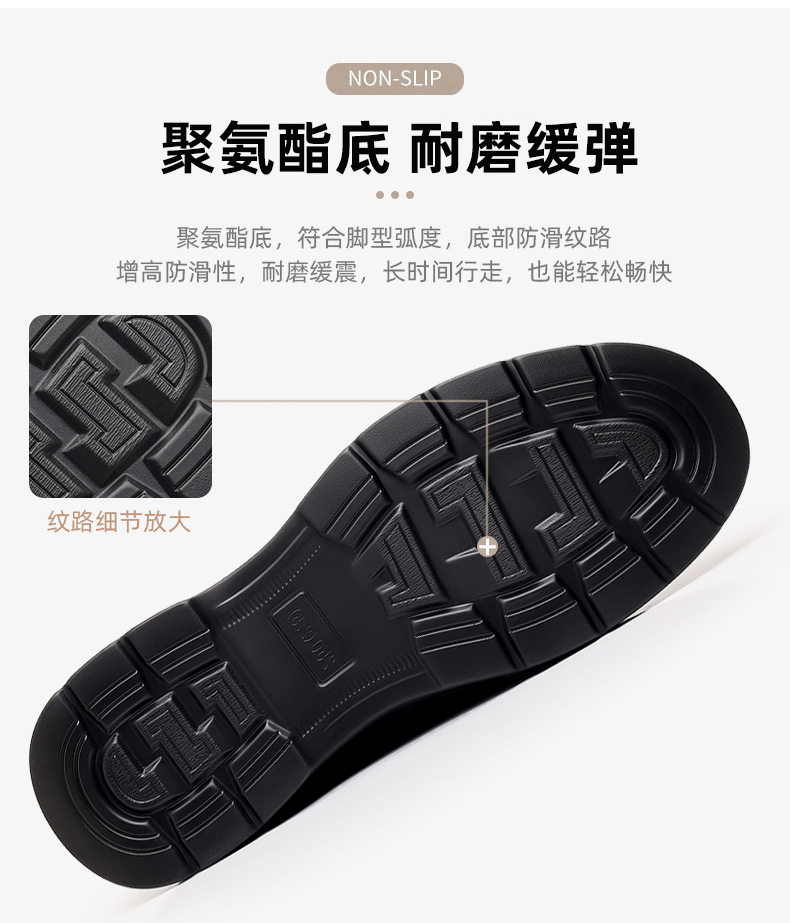 Giày lười nam da bò mũi tròn kiểu đậu đậu, đế thấp 1–3 cm, xỏ chân tiện lợi — đen chi tiết 12