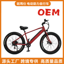 批发定制26寸电动助力自行车雪地胖胎山地变速电动车代步车跨境