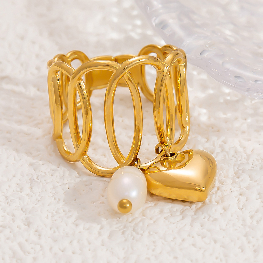 5g Weight Open Rings Classification One Size Ring Size 1 Piece Quantity Banquet, Tea Party Occasion 304 Stainless Steel Material Heart Shape Pattern Women's Gender Plating Design Lady Style Wholesale Jewelry Lady Heart Shape 304 Stainless Steel Plating Open Rings 1