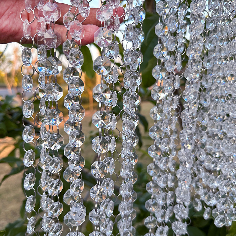 Wedding bead chain lead crystal bead string wedding scene stage ceiling decoration acrylic crystal octagonal bead curtain