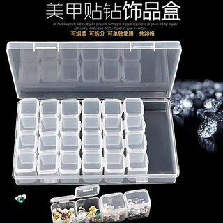 美甲工具28格收纳盒饰品分装透明色可拆卸盒子精美饰品收纳盒批发