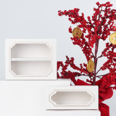 Creative white cardboard hot stamping transparent macaron box drawer type chocolate biscuit packaging box