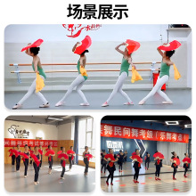 中国民族民间舞考级六级小雨滴专用荣昌扇小红扇手绢扇子舞蹈道具