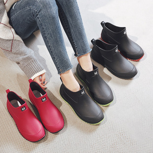 Cross-Border Rain Boots for Women, Spring Warm Korean Style Trendy Fashion Waterproof Boots Plus Velvet Rain Boots for Men, Outdoor Waterproof Shoes