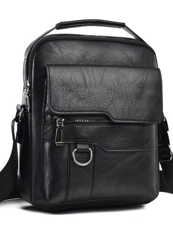 Bolso de hombro para hombres, bolso de moda vertical, bolso de ocio, bolso de cuero PU, bolso de mano, bolso de mano de gran capacidad para hombres, comercio exterior