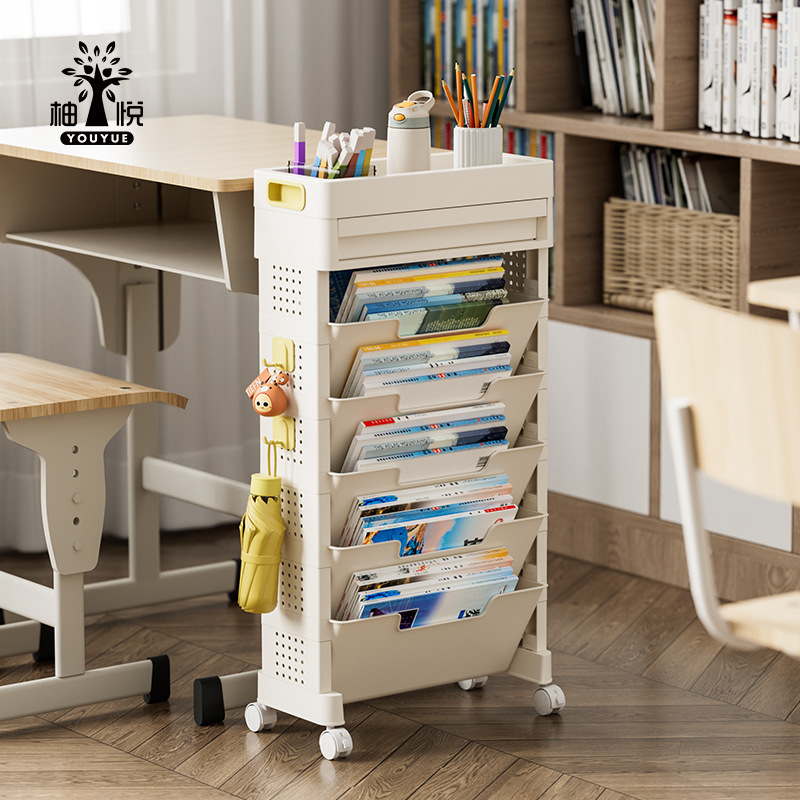 Removable Bookshelf Floor-standing Wheeled Classroom Desktop Textbook Storage Rack Study Large Capacity Multi-layer Book Storage Rack