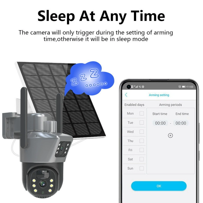 Dual-screen camera HD outdoor 360 panoramic wireless wifi surveillance camera Solar Camer