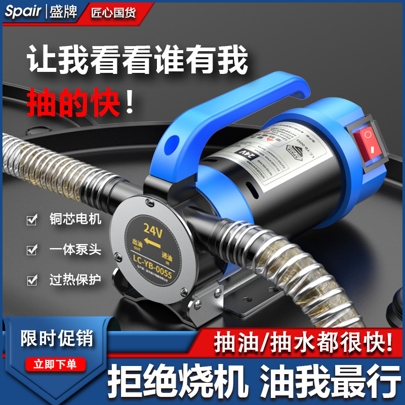 盛牌12V24V220V正反转电动抽油神器柴油泵小型抽油机加油机自吸泵