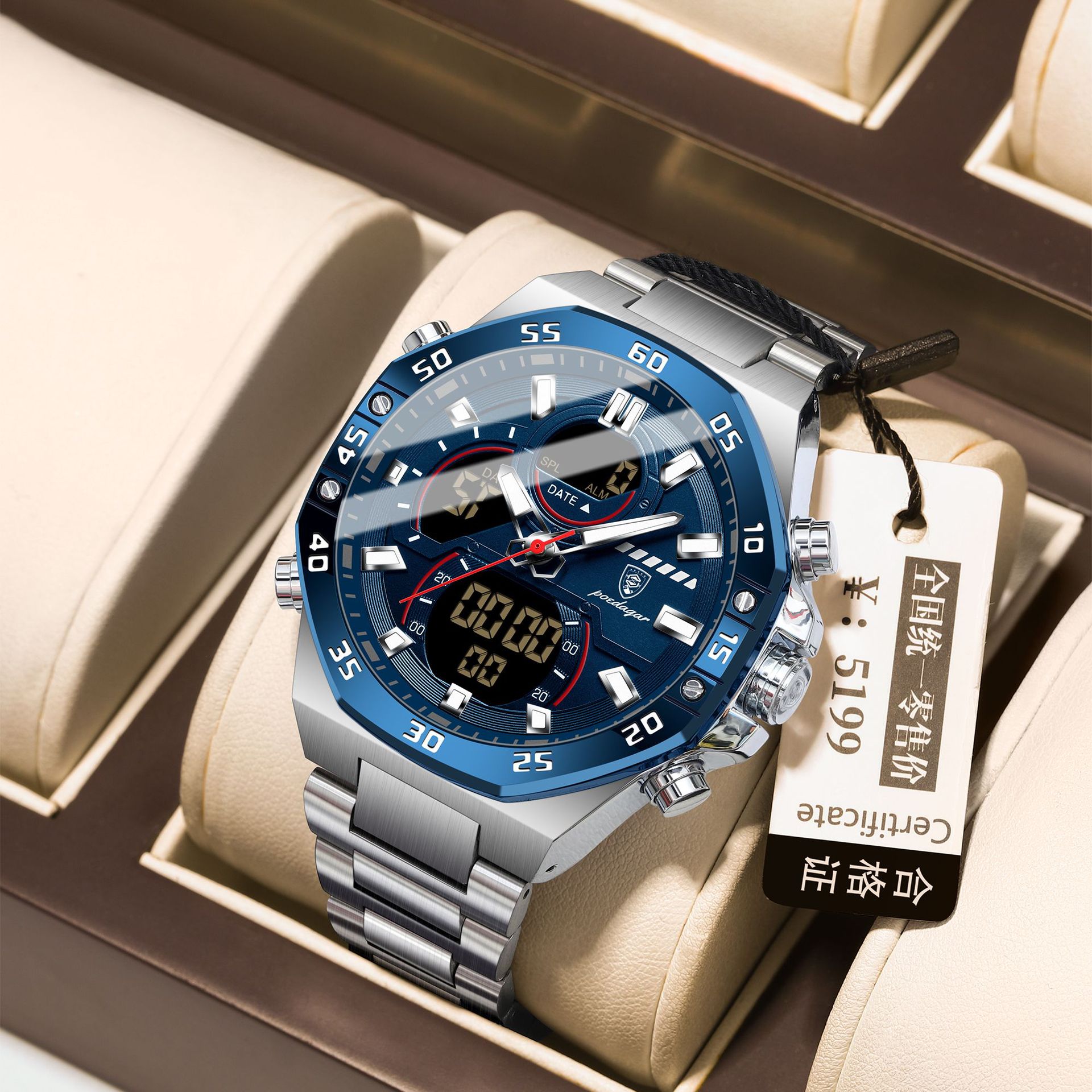 Nuevo producto de la marca suiza Reloj electrónico multifuncional para hombre Reloj electrónico impermeable Transmisión en vivo Estilo explosivo de comercio exterior