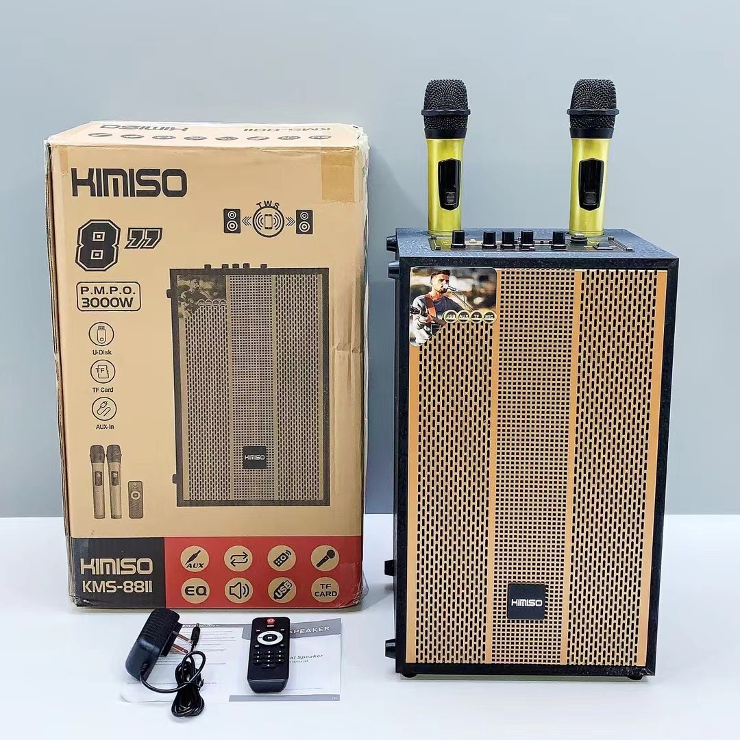 KIMISO Square Dance Audio K-song 8-inch Speaker High Power Wireless Dual Microphone Bluetooth Mobile Portable Audio