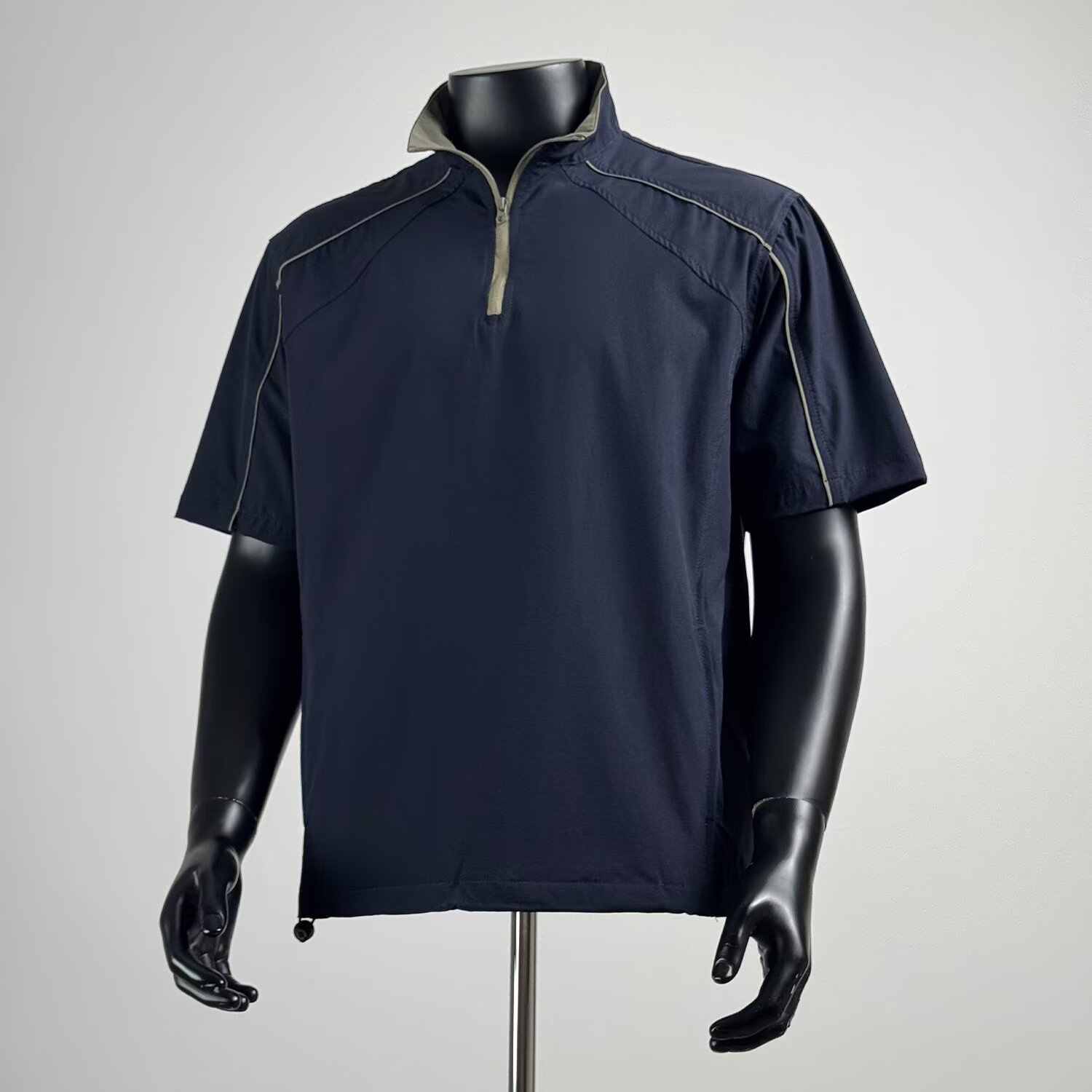 Japanese-Style Half-Zip Pullover Stand Collar Short-Sleeve Men's Summer Outdoor Quick-Dry Workwear T-Shirt Casual Cycling Top Trendy