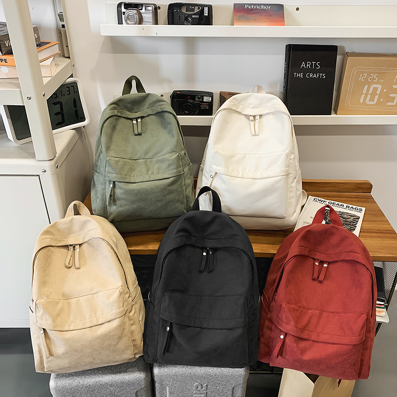 Retro Street Photography Couple Backpack New Trendy Fashion Travel Commuter Backpack Lightweight Junior High School Student School Bag