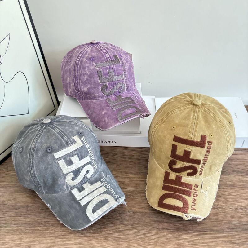 ニッチなトレンディなブランドのリップドエッジ立体刺繍ひさしキャップ、男性と女性用、ヒップホップストリート多用途ネイビーブルー野球帽|undefined