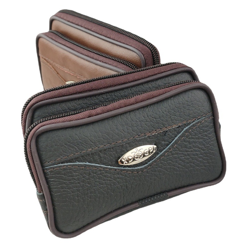 New middle-aged and elderly pigskin mobile phone waist bag medium-sized belt mobile phone bag manufacturer in stock wholesale multi-functional wallet