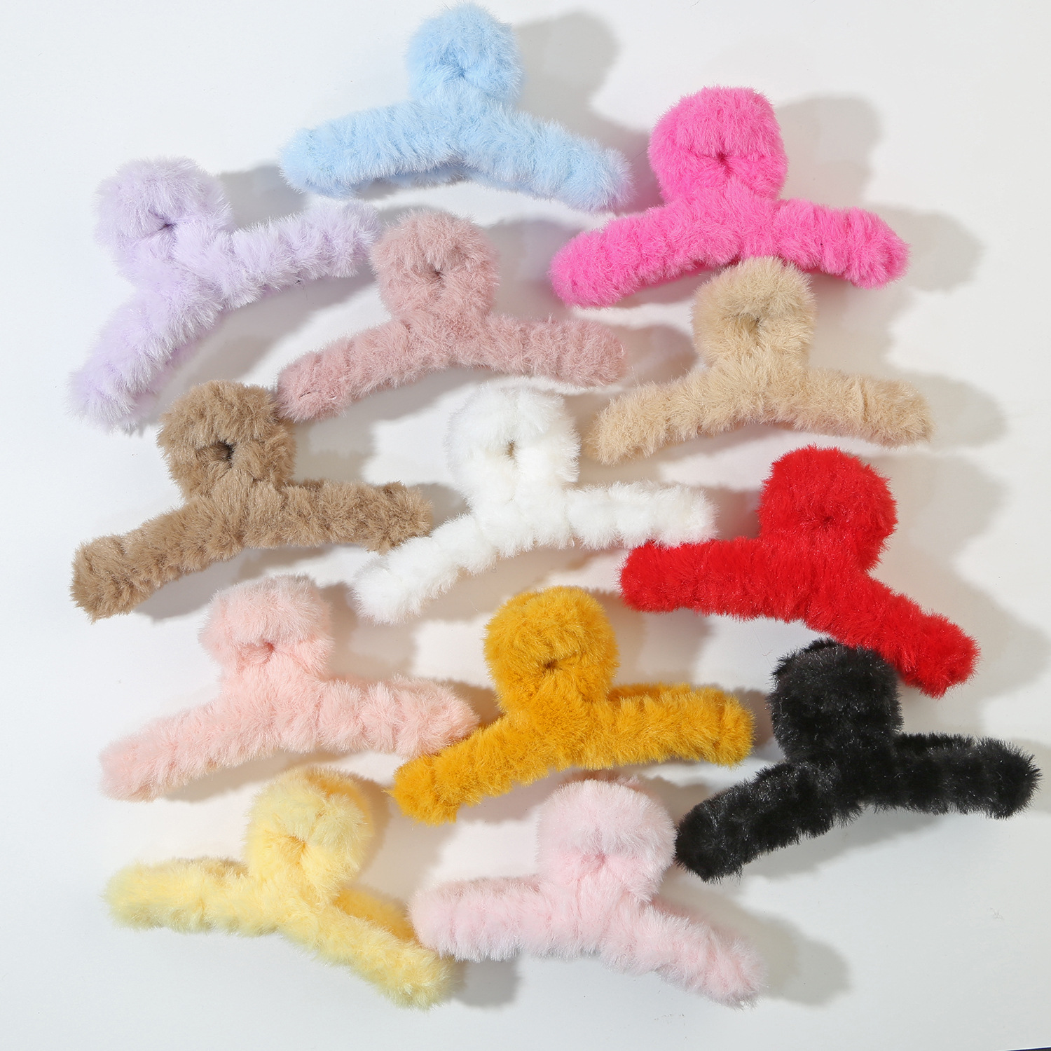 毛绒发夹毛茸茸抓夹大号发量多鲨鱼夹秋冬后脑勺发抓夹简约头饰