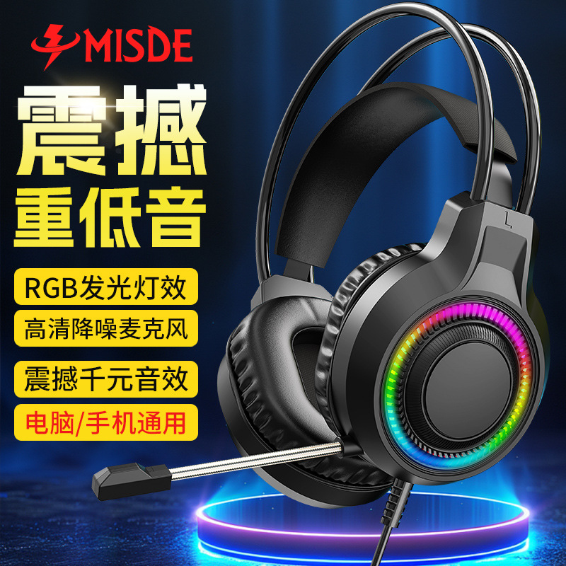 Cross-Border V6S E-Sports Headset Wired Gaming Headset Desktop Computer Notebook Luminous Headset Wholesale