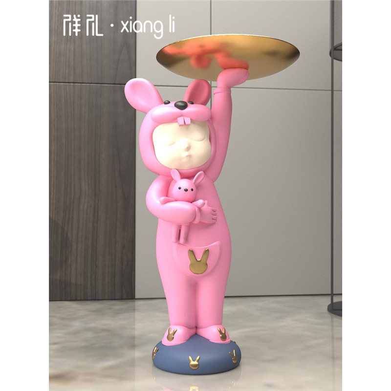 Light Luxury Creative Rabbit Floor-Standing Large Ornaments Living Room Tv Cabinet Next to the Sofa Large Decorative Tray Home Accessories