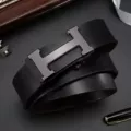 Gunmetal H-Buckle + Toothless Automatic Black Belt Strap